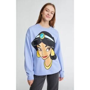Disney Princess Jasmine Crew Neck Sweatshirt Purple Graphic Pullover Medium